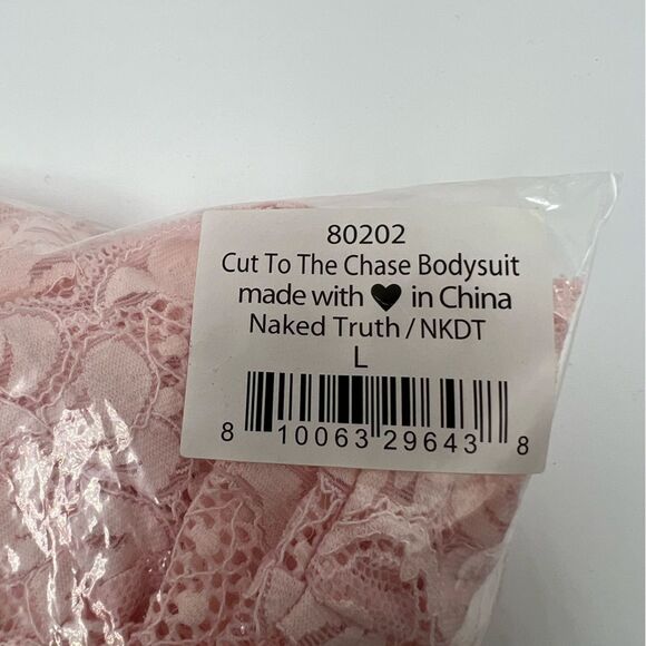 We Are HAH Cut to the Chase Bodysuit Womens L Naked Truth Pink Lace Lingerie NWT - Picture 7 of 7